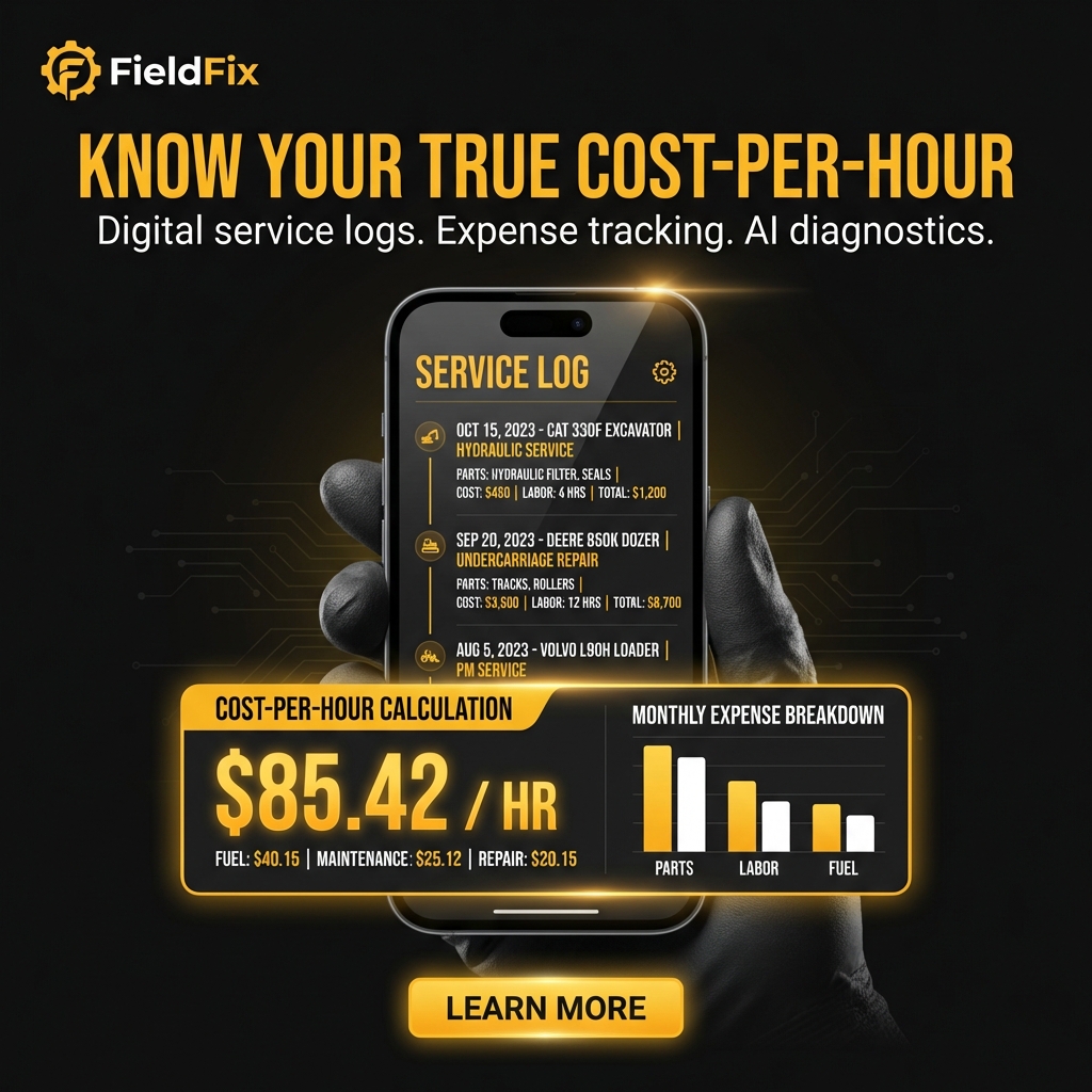 FieldFix - Know Your True Cost-Per-Hour. Digital service logs, expense tracking, AI diagnostics.