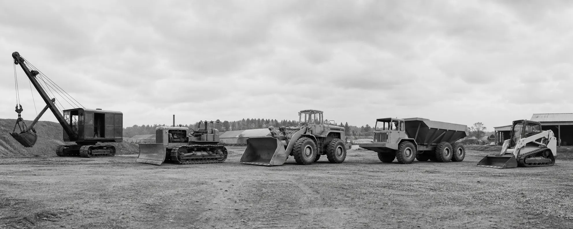 Documentary lineup showing heavy equipment across several eras